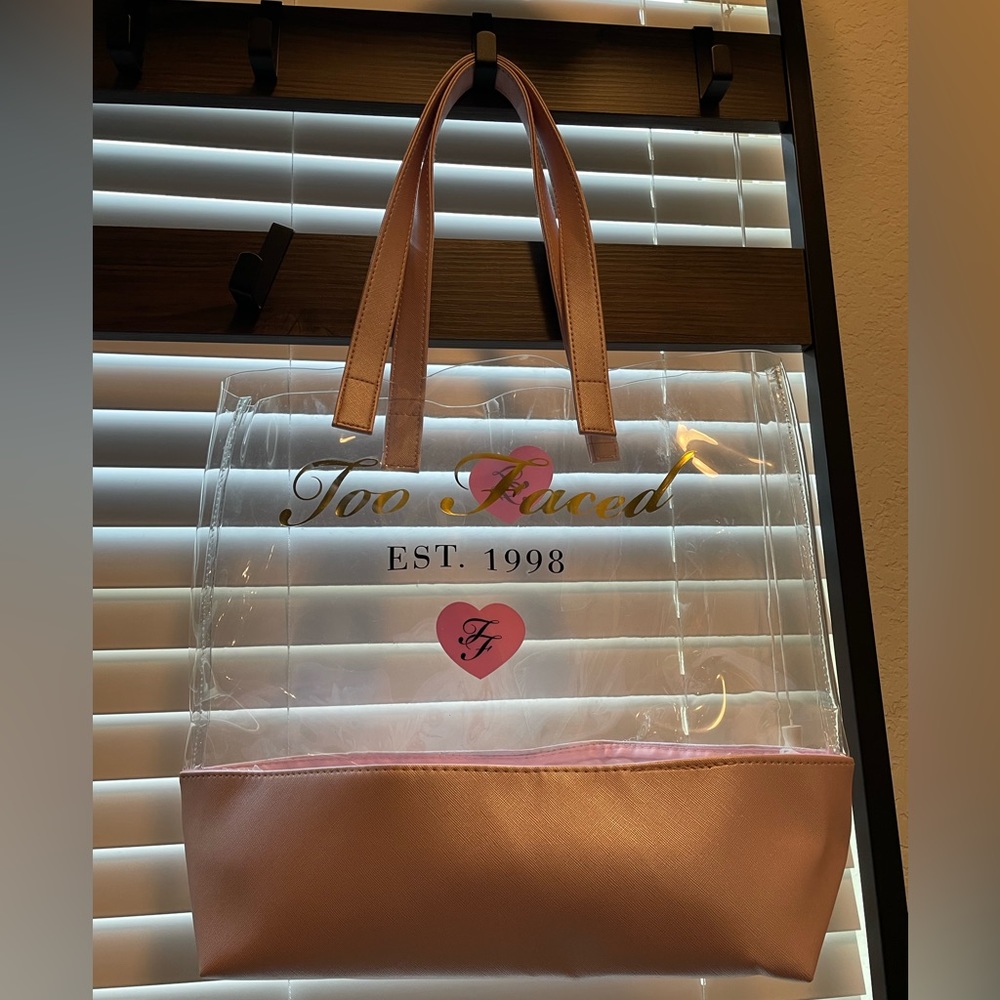 TOO FACED Pink Blush Clear Vinyl Tote Bag